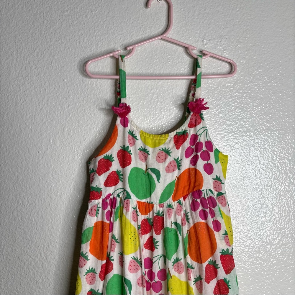 Mini Boden Girls Tiered Tassel Dress in Multi Tutti Fruitti size 8-9Y - Picture 2 of 8